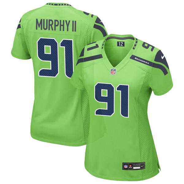 Women's Seattle Seahawks #91 Byron Murphy II Nike Neon Green Limited Jersey