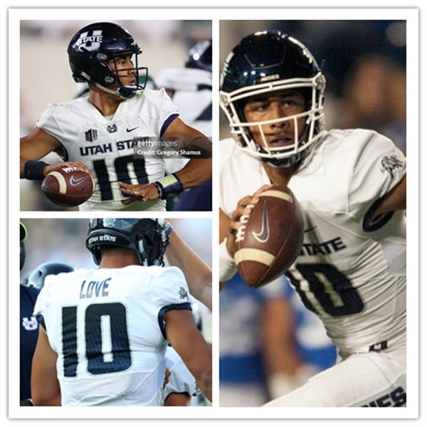 Mens Youth Utah State Aggies #10 Jordan Love 2018 Football Jersey White