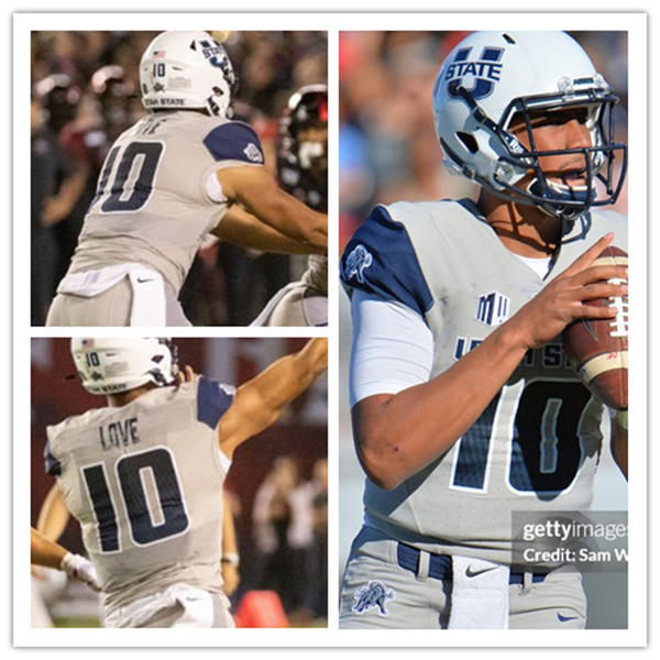 Mens Youth Utah State Aggies #10 Jordan Love 2018 Football Jersey Gray