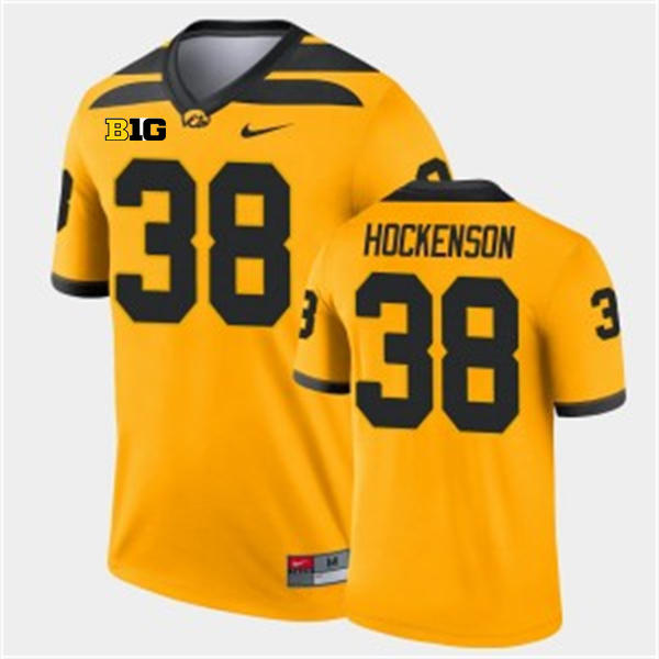 Mens Iowa Hawkeyes #38 T.J. Hockenson 2018 Gold Football Game Jersey