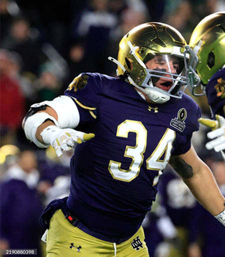 Mens Youth Notre Dame Fighting Irish #34 Drayk Bowen 2025 Navy College Football Game Jersey