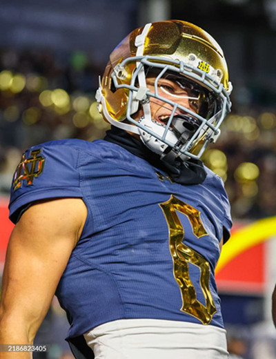 Mens Youth Notre Dame Fighting Irish #6 Jordan Faison Navy 2024SHAMROCK College Football Game Jersey