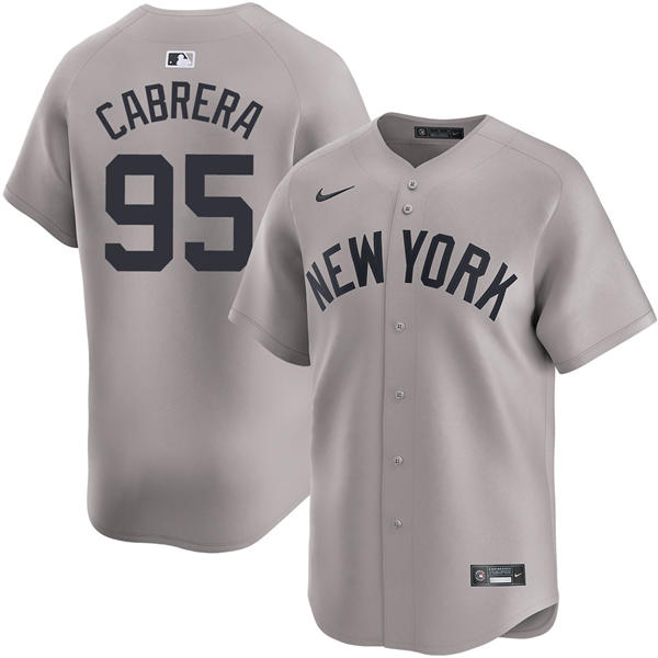 Mens New York Yankees #95 Oswaldo Cabrera Nike Away Limited Jersey Gray With Name