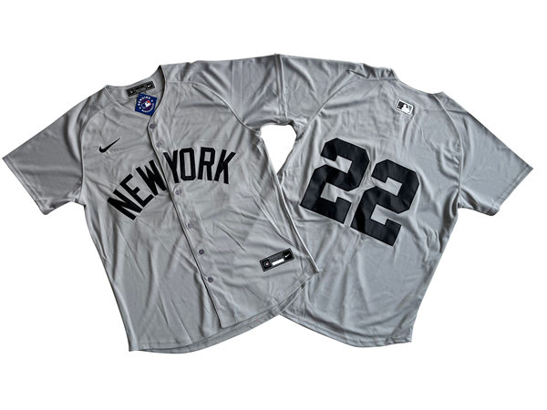 Mens New York Yankees #22 Ben Rice Nike Gray Away Limited Player Jersey