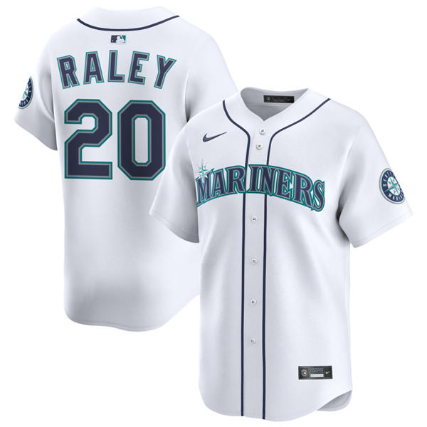 Men's Seattle Mariners #20 Luke Raley White Home Limited Player Jersey