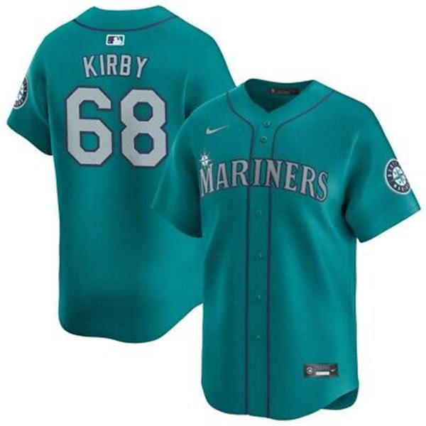 Men's Seattle Mariners #68 George Kirby Nike Aqua Alternate Limited Player Jersey