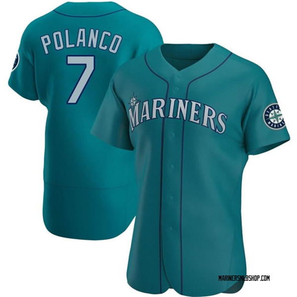 Men's Seattle Mariners #7 Jorge Polanco Nike Aqua Alternate Limited Player Jersey