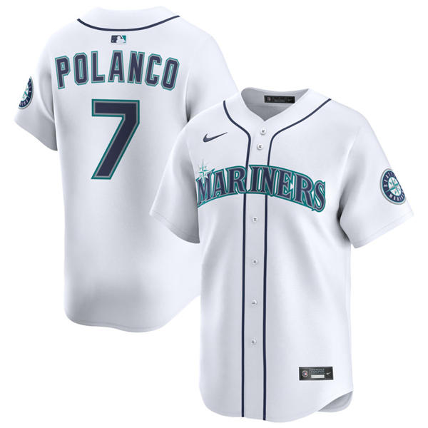 Men's Seattle Mariners #7 Jorge Polanco White Home Limited Player Jersey
