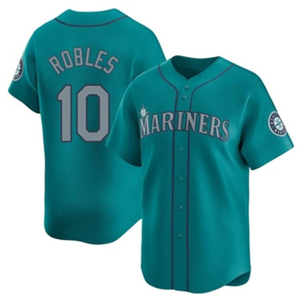 Men's Seattle Mariners #10 Victor Robles Nike Aqua Alternate Limited Player Jersey