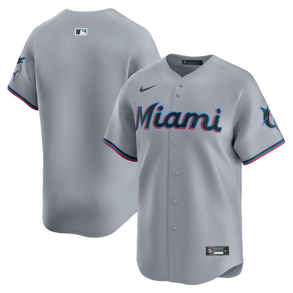 Mens Miami Marlins Blank Nike Gray Road Limited Jersey
