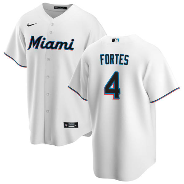 Mens Miami Marlins #4 Nick Fortes White Home Limited Jersey
