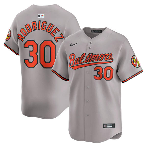 Mens Baltimore Orioles #30 Grayson Rodriguez Nike Grey Road Limited Player Jersey