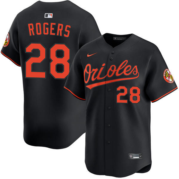 Mens Baltimore Orioles #28 Trevor Rogers Nike Black Alternate Limited Player Jersey