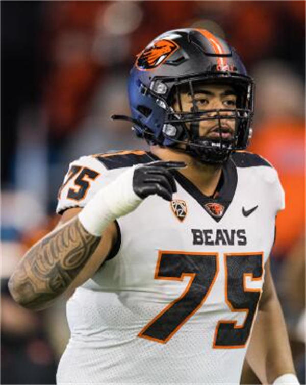 Mens Youth Oregon State Beavers #75 Taliese Fuaga 2023 White College Football Game Jersey