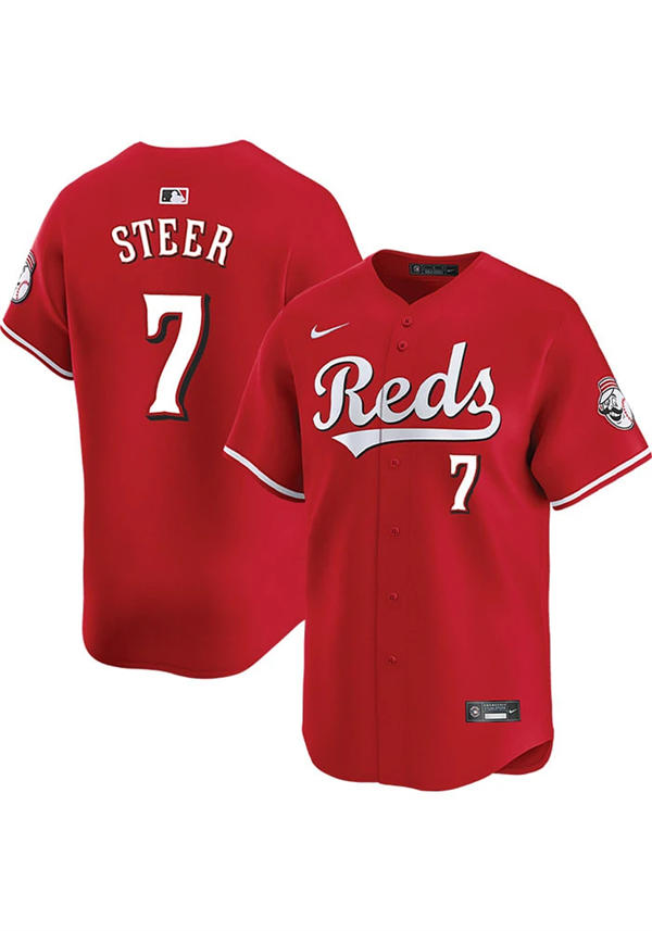 Men's Cincinnati Reds #7 Spencer Steer Scarlet Alternate Reds Limited Player Jersey
