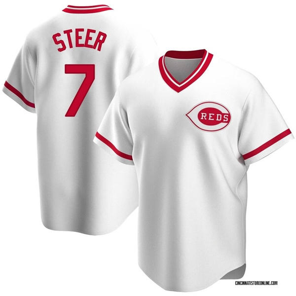 Men's Cincinnati Reds #7 Spencer Steer Nike White Pullover Cooperstown Collection Jersey
