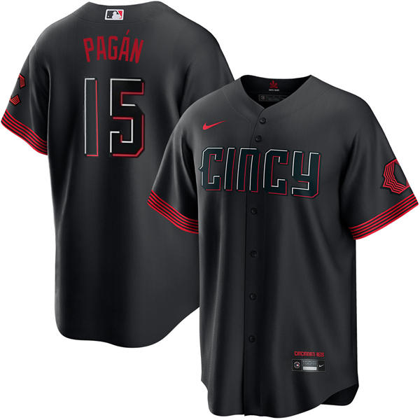 Men's Cincinnati Reds #15 Emilio Pagan Nike Black City Connect Limited Jersey