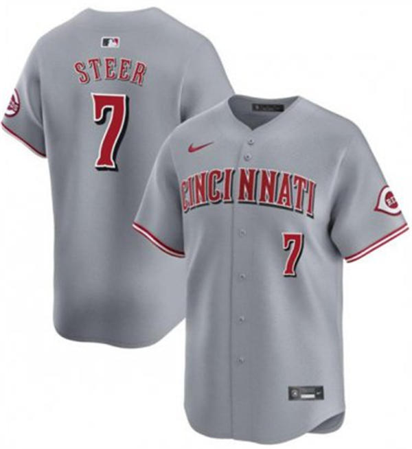 Men's Cincinnati Reds #7 Spencer Steer Nike Road Gray Limited Player Jersey