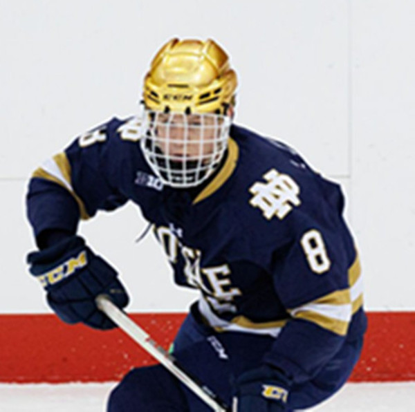 Mens Youth Notre Dame Fighting Irish #8 Justin Janicke NavyCollege Hockey Game Jersey