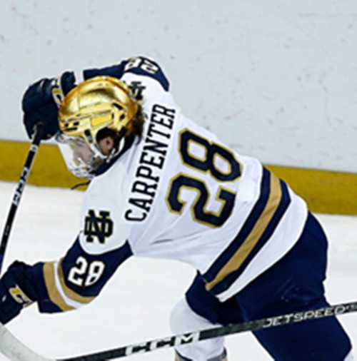 Mens Youth Notre Dame Fighting Irish #28 Tyler Carpenter White College Hockey Game Jersey