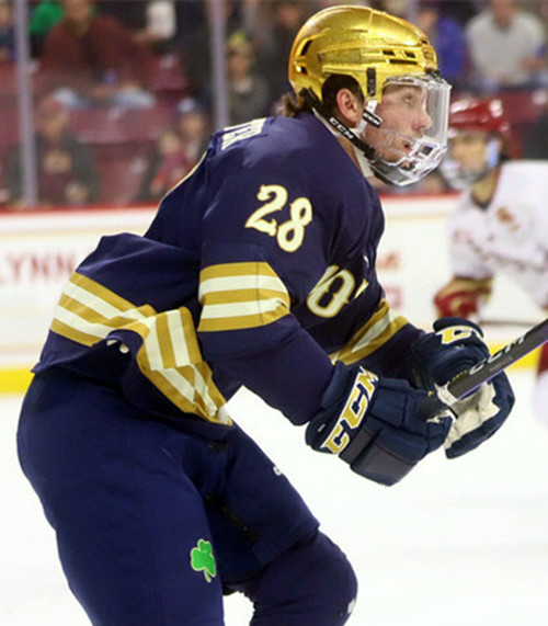 Mens Youth Notre Dame Fighting Irish #28 Tyler Carpenter Navy College Hockey Game Jersey