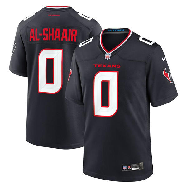 Men's Houston Texans #0 Azeez Al-Shaair Nike Navy White Alternate F.U.S.E. Limited Player Jersey