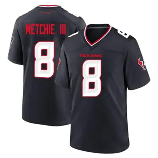 Men's Houston Texans #8 John Metchie III  Nike Navy White Alternate F.U.S.E. Limited Player Jersey