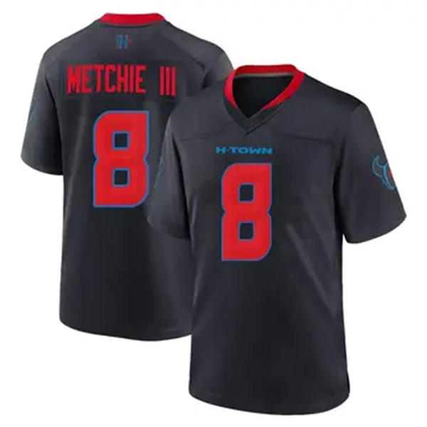 Men's Houston Texans #8 John Metchie III Nike Navy Red 2nd Alternate H-Town F.U.S.E. Limited Player Jersey