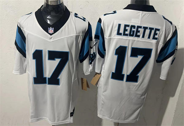 Mens Carolina Panthers #17 Xavier Legette Nike White Vapor F.U.S.E. Limited Jersey