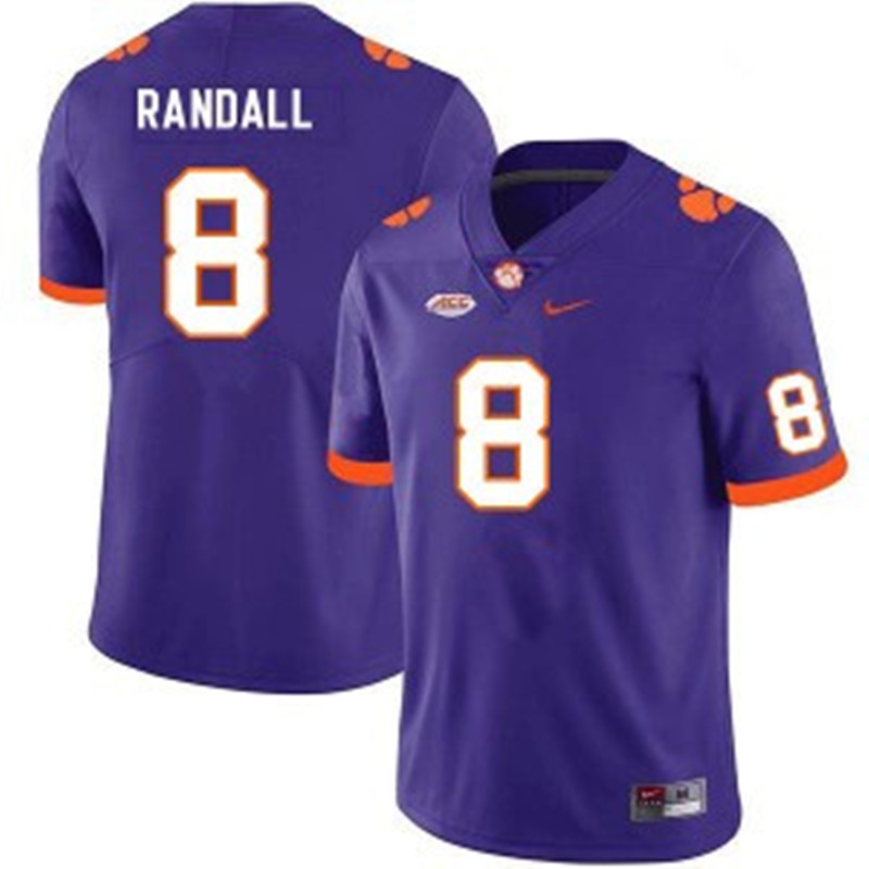 Mens Youth Clemson Tigers #8 Adam Randall Purple College Football Game Jersey
