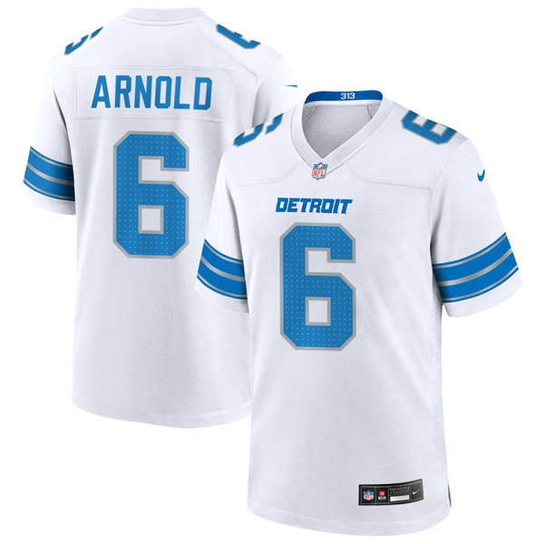 Mens Detroit Lions #6 Terrion Arnold Nike White Vapor F.U.S.E. Limited Player Jersey