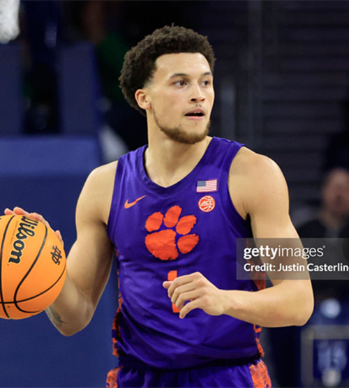 Mens Youth Clemson Tigers #1 Chase Hunter Purple College Basketball Game Jersey