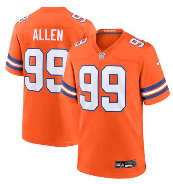 Youth Denver Broncos #99 Zach Allen Nike Orange Mile High Collection 1977 Throwback Limited Jersey