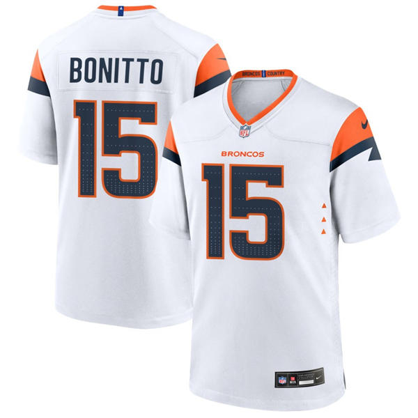 Youth Denver Broncos #15 Nik Bonitto Nike White Vapor Limited Jersey