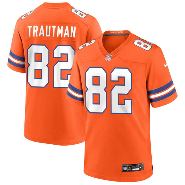 Mens Denver Broncos #82 Adam Trautman Nike Orange Mile High Collection 1977 Throwback F.U.S.E. Limited Jersey