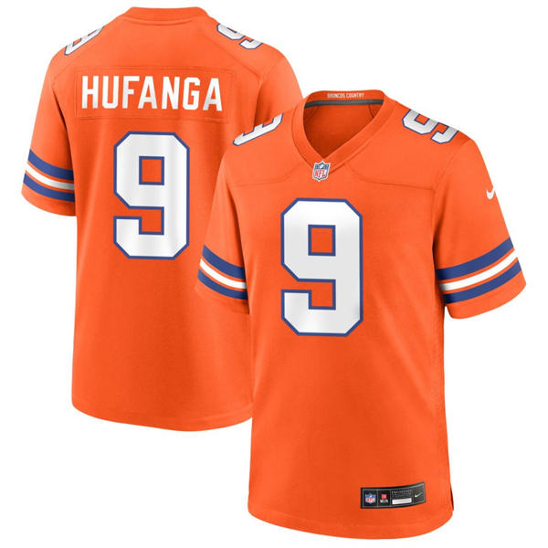 Mens Denver Broncos #9 Talanoa Hufanga Nike Orange Mile High Collection 1977 Throwback F.U.S.E. Limited Jersey
