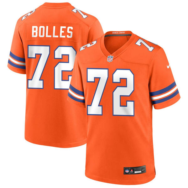 Mens Denver Broncos #72 Garett Bolles Nike Orange Mile High Collection 1977 Throwback F.U.S.E. Limited Jersey