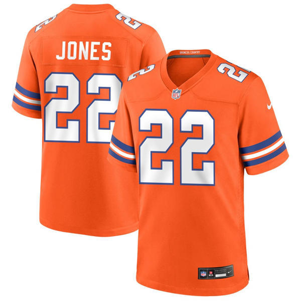 Mens Denver Broncos #22 Brandon Jones Nike Orange Mile High Collection 1977 Throwback F.U.S.E. Limited Jersey