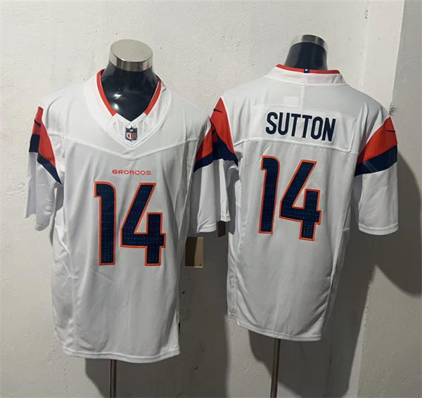 Mens Denver Broncos #14 Courtland Sutton Nike White Vapor F.U.S.E. Limited Player Jersey