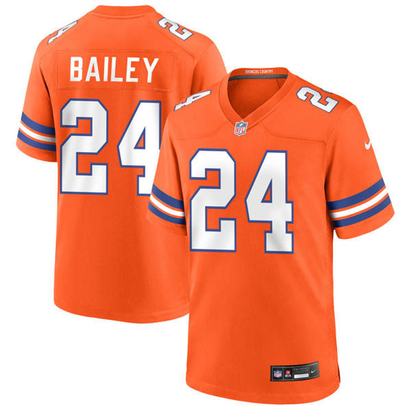 Mens Denver Broncos Retired Player #24 Champ Bailey Nike Orange Mile High Collection 1977 Throwback F.U.S.E. Limited Jersey
