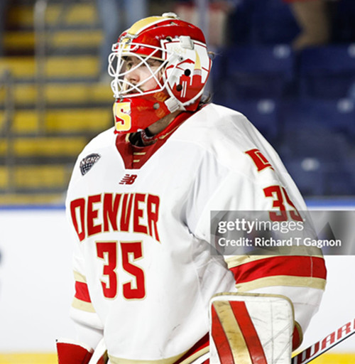Mens Youth Denver Pioneers #35 Matt Davis 2025 White College Hockey Game Jersey