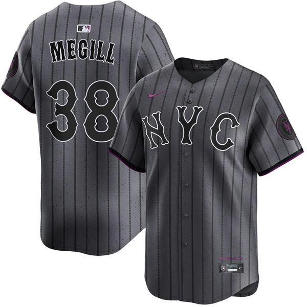 Mens New York Mets #38 Tylor Megill Nike Graphite City Connect Limited Jersey