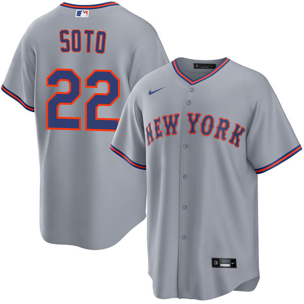 Mens New York Mets #22 Juan Soto Nike 2025 Gray Road Limited Player Jersey
