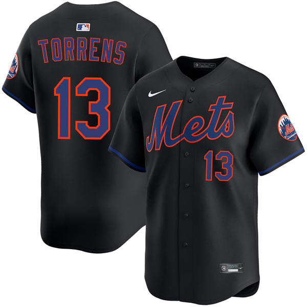 Mens New York Mets #13 Luis Torrens Nike Black Alternate Limited Player Jersey