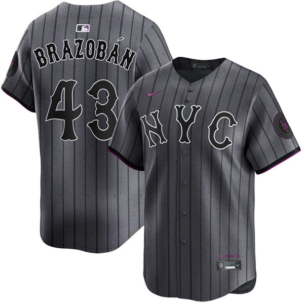 Mens New York Mets #43 Huascar Brazoban Nike Graphite City Connect Limited Jersey