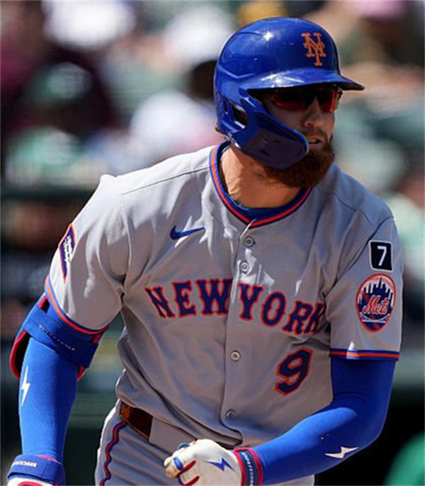 Mens New York Mets #9 Brandon Nimmo Nike 2025 Gray Road Limited Player Jersey