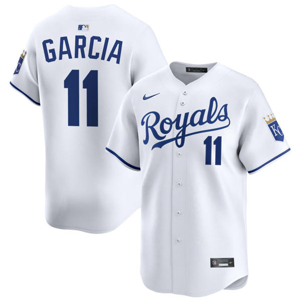 Mens Kansas City Royals #11 Maikel Garcia Nike Home White Limited Jersey