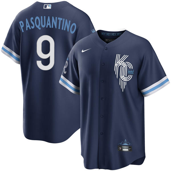 Mens Kansas City Royals #9 Vinnie Pasquantino Nike Navy City Connect Limited Jersey
