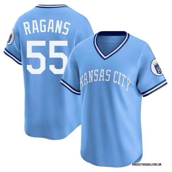 Mens Kansas City Royals #55 Cole Ragans Nike Light Blue Throwback Cooperstown Collection Limited Jersey