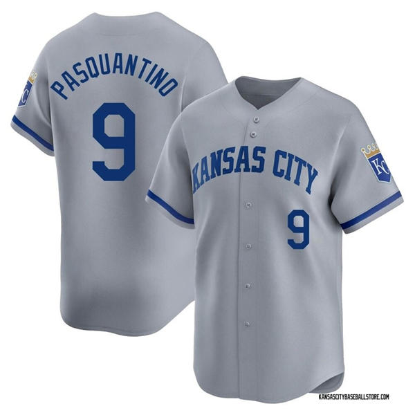Mens Kansas City Royals #9 Vinnie Pasquantino Nike Gray Road Limited Player Jersey